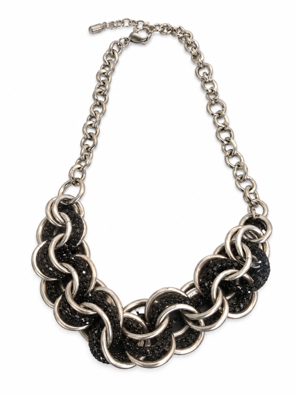 Silver and Black Statement Chain Necklace by